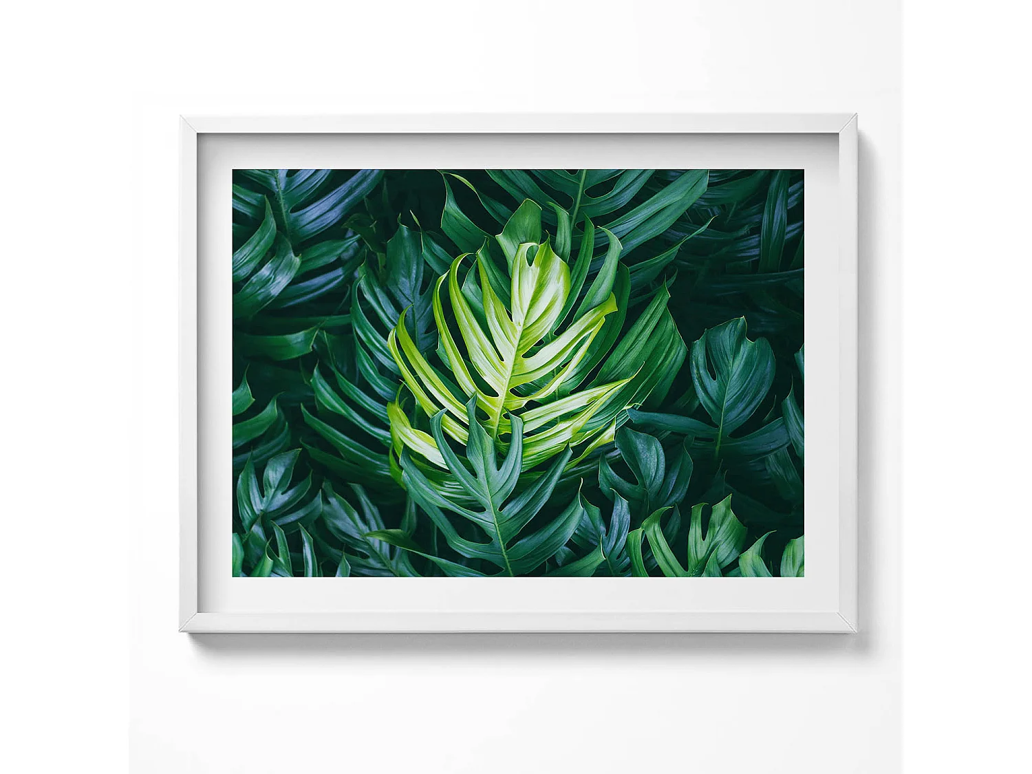 Dekoratives Gemälde mit weißem Rahmen, minimalistische Abstraktion mit goldenen Details 80 x 60 cm – Perfekt für das Wohn- oder Schlafzimmer