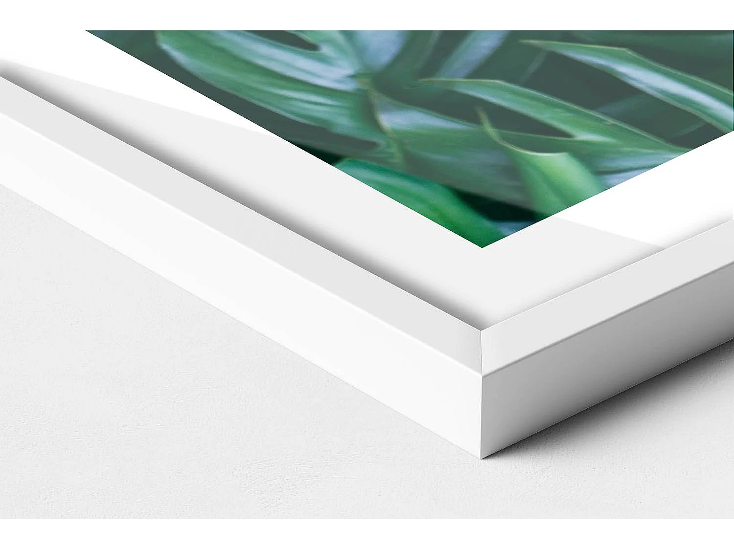 Tableau décoratif avec cadre blanc, Abstraction minimaliste avec détails dorés 80 x 60 cm– Parfait pour le salon ou la chambre