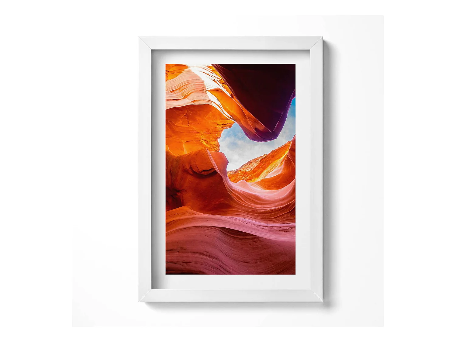 Tableau décoratif avec cadre blanc, Paysage rocheux du canyon 20 x 30 cm – Parfait pour le salon ou la chambre