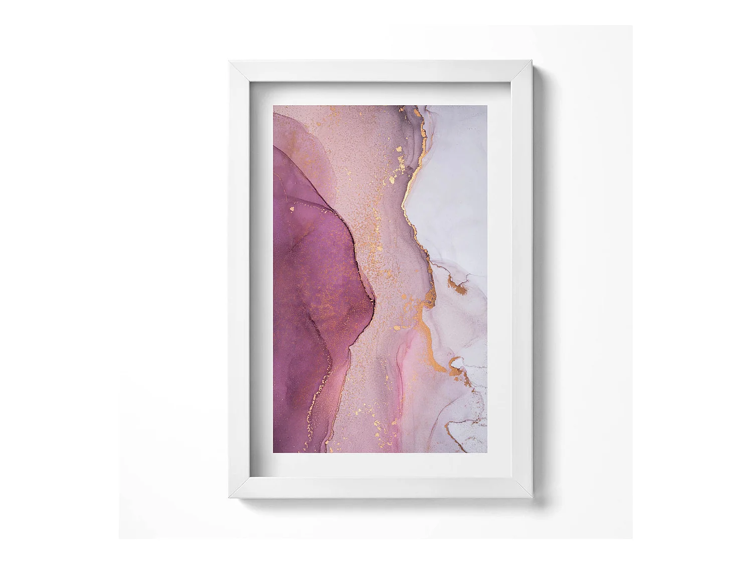 Tableau décoratif avec cadre blanc, Abstraction fluide et délicate 20 x 30 cm – Parfait pour le salon ou la chambre