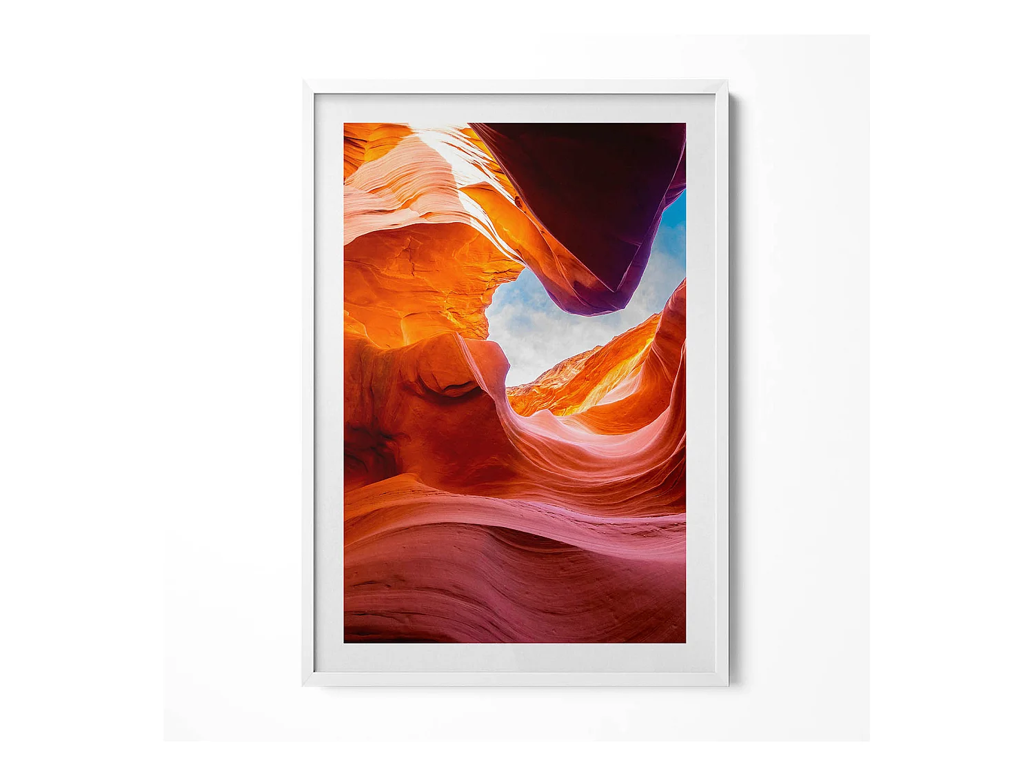 Tableau décoratif avec cadre blanc, Paysage rocheux du canyon 70 x 100 cm– Parfait pour le salon ou la chambre