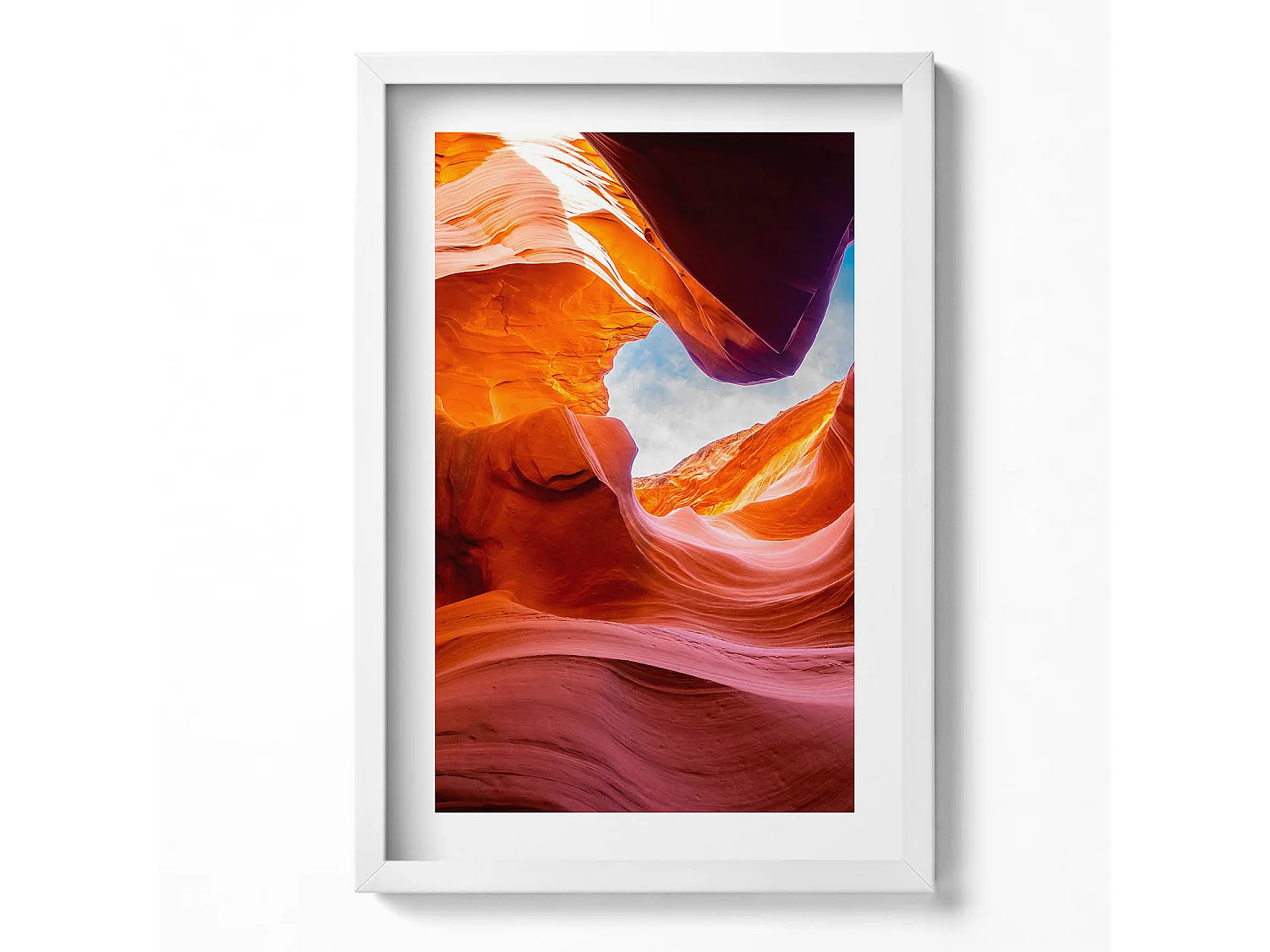 Tableau décoratif avec cadre blanc, Paysage rocheux du canyon 40 x 60 cm– Parfait pour le salon ou la chambre