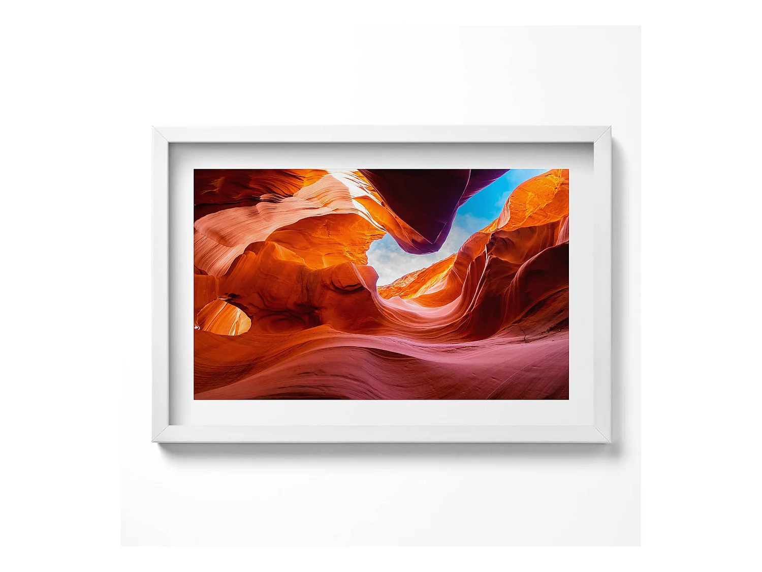 Tableau décoratif avec cadre blanc, Paysage rocheux du canyon 60 x 40 cm– Parfait pour le salon ou la chambre