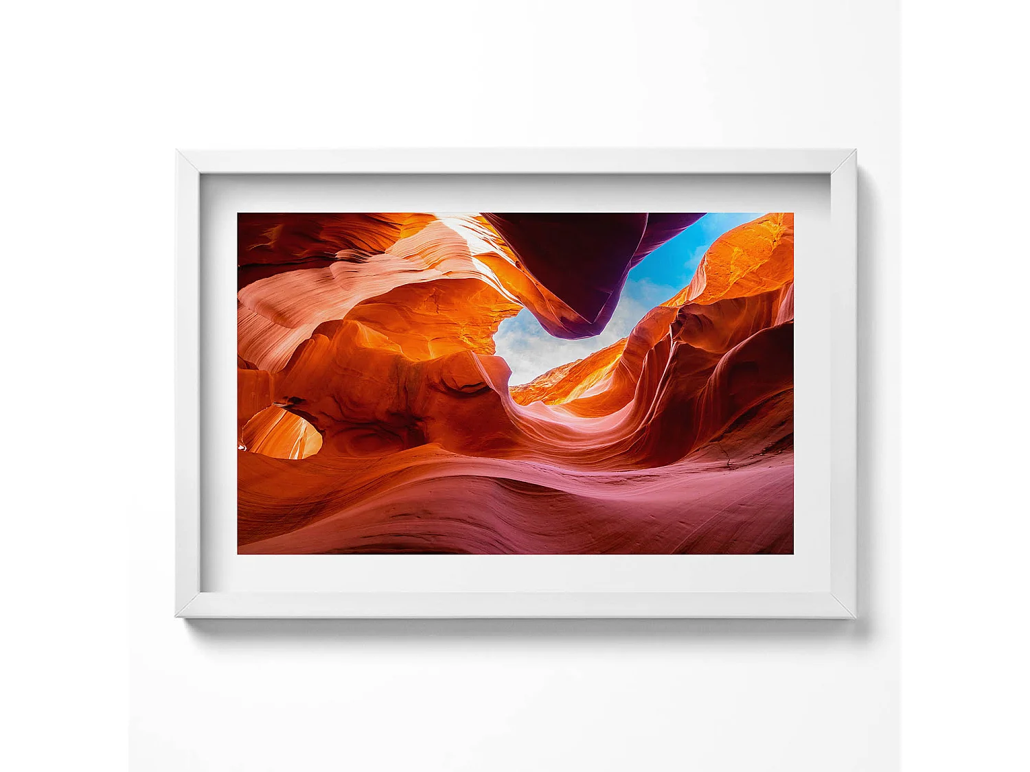 Tableau décoratif avec cadre blanc, Paysage rocheux du canyon 60 x 40 cm– Parfait pour le salon ou la chambre