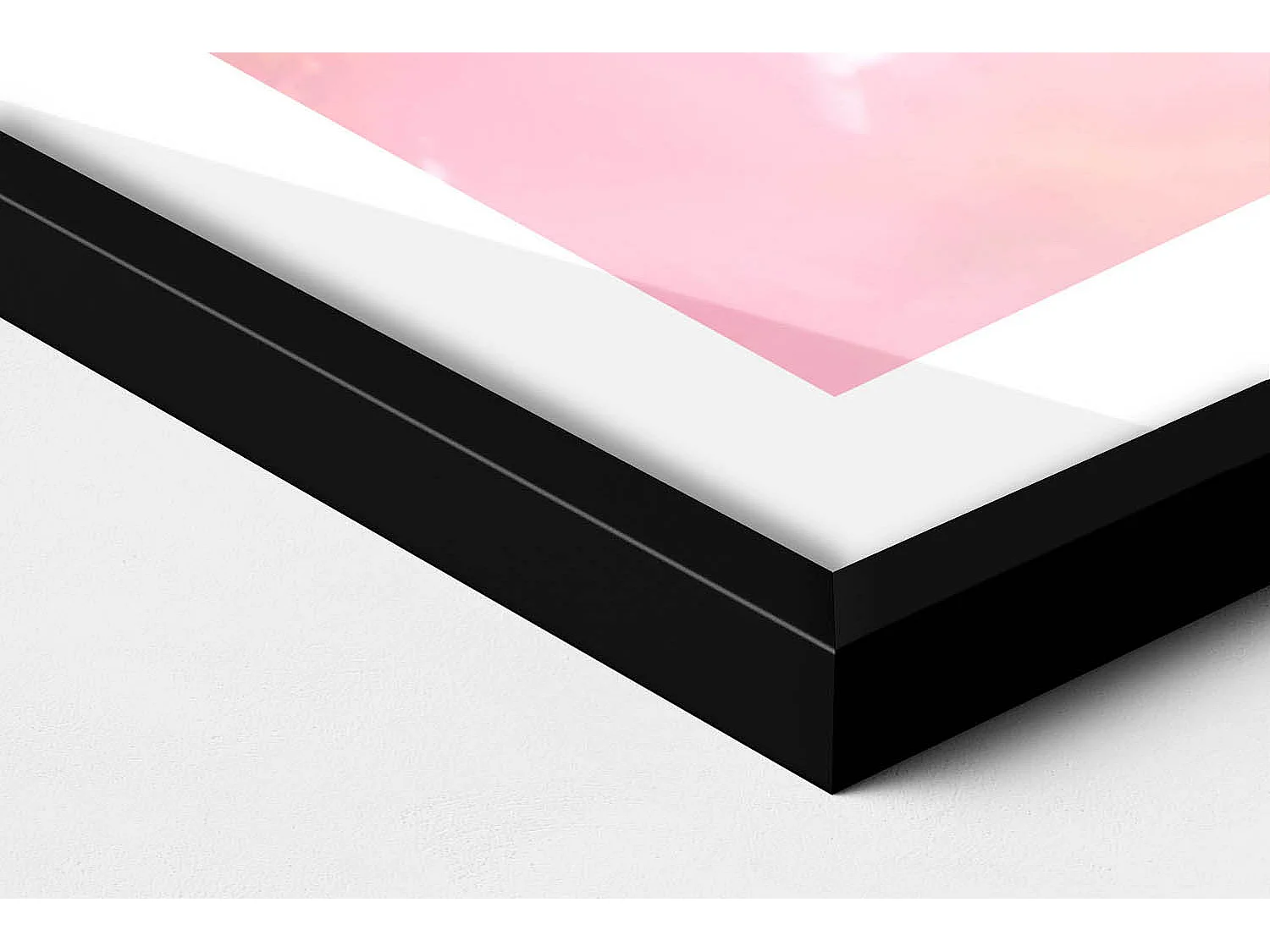 Dekoratives Gemälde mit schwarzem Rahmen, Rosa Frühlingsblumen auf den Zweigen 100 x 70 cm – Perfekt für das Wohn- oder Schlafzimmer