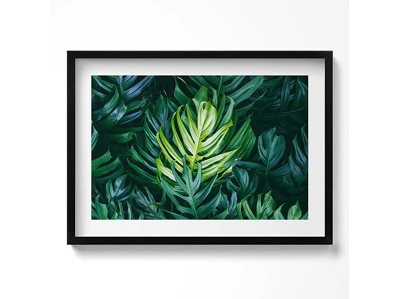 Tableau décoratif avec cadre noir, Formes dorées fluides sur fond beige 70 x 50 cm– Parfait pour le salon ou la chambre