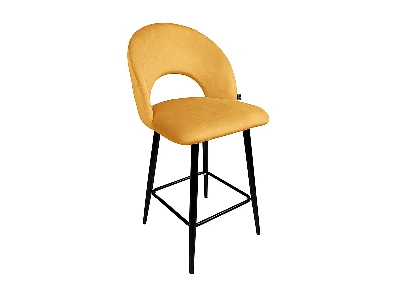 Sgabello cucina imbottito, sgabello alto in velluto giallo senape mod. Zoe