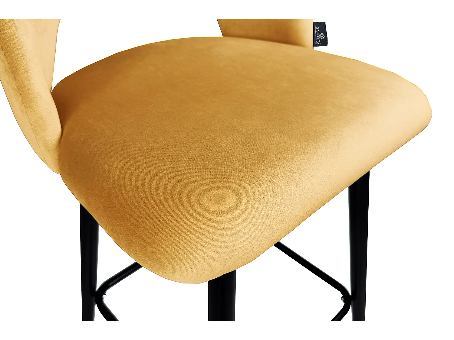 Sgabello cucina imbottito, sgabello alto in velluto giallo senape mod. Zoe