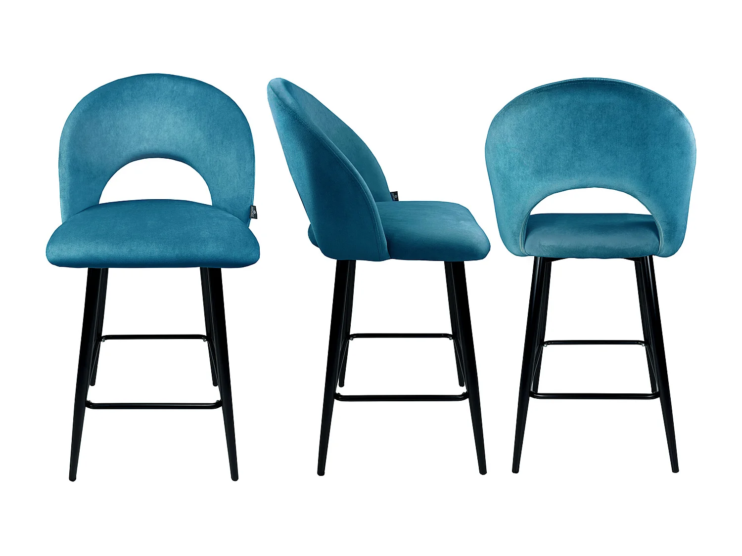 Sgabello cucina imbottito, sgabello alto in velluto blu petrolio mod. Zoe