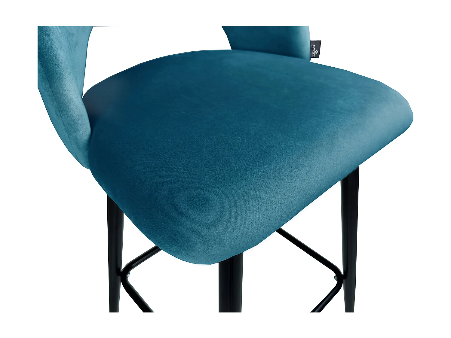 Sgabello cucina imbottito, sgabello alto in velluto blu petrolio mod. Zoe