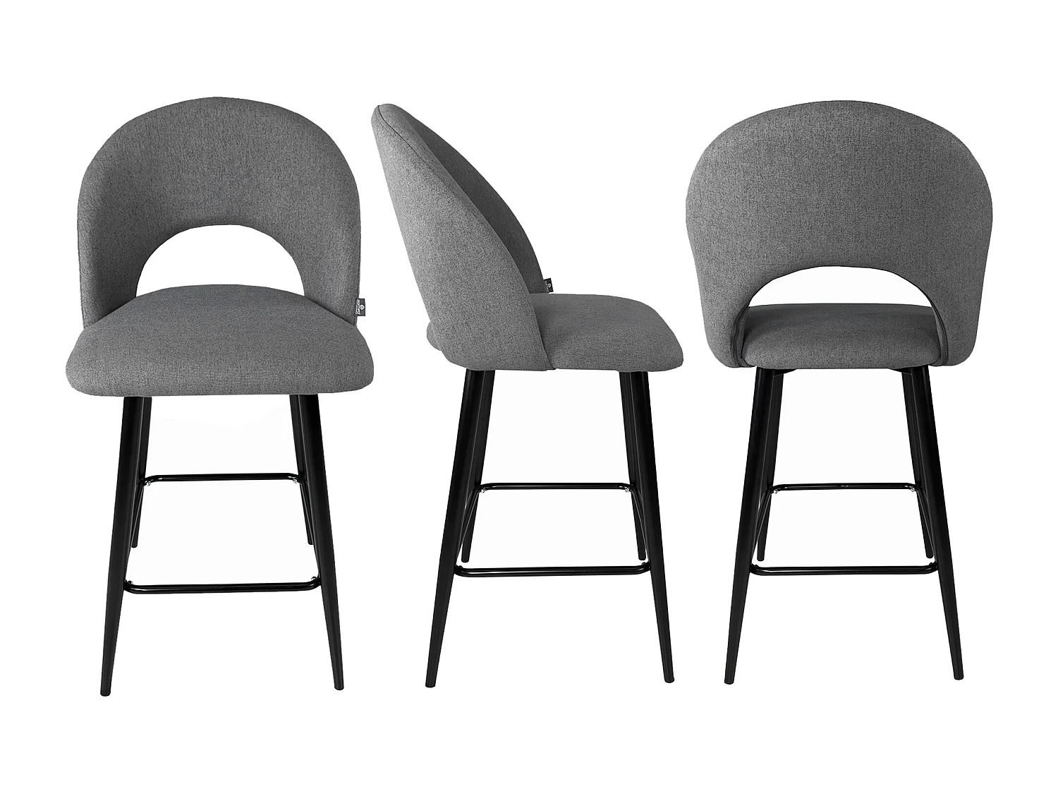 Sgabello cucina imbottito, sgabello alto in tessuto grigio scuro mod. Zoe