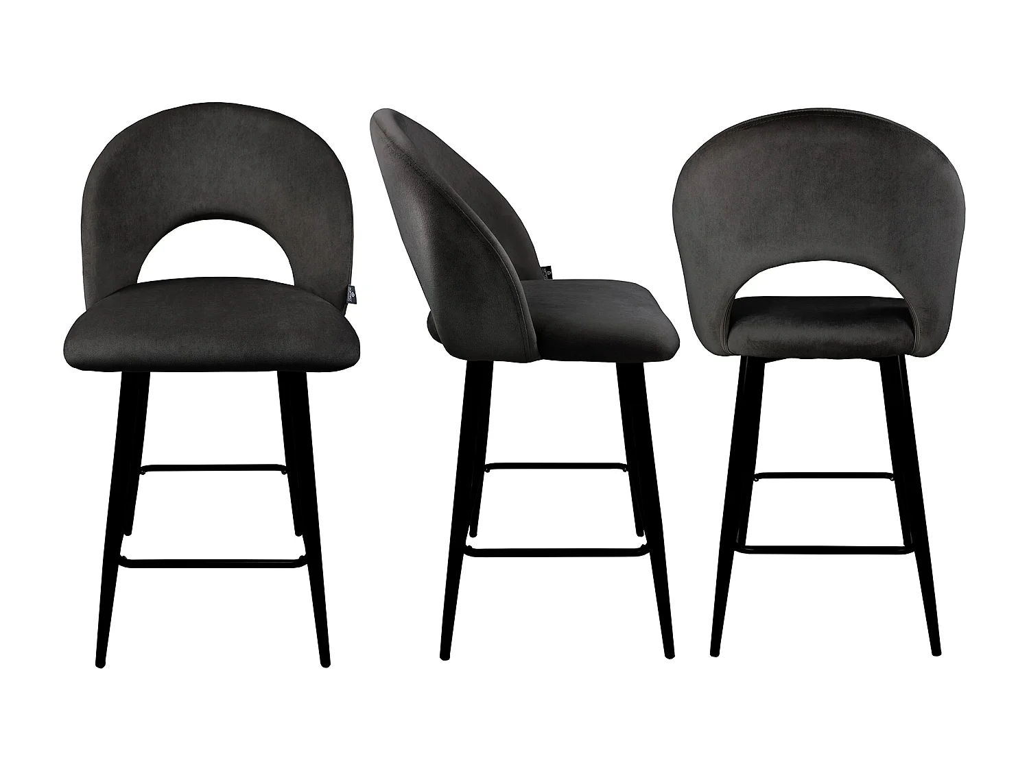 Sgabello cucina imbottito, sgabello alto in velluto nero mod. Zoe