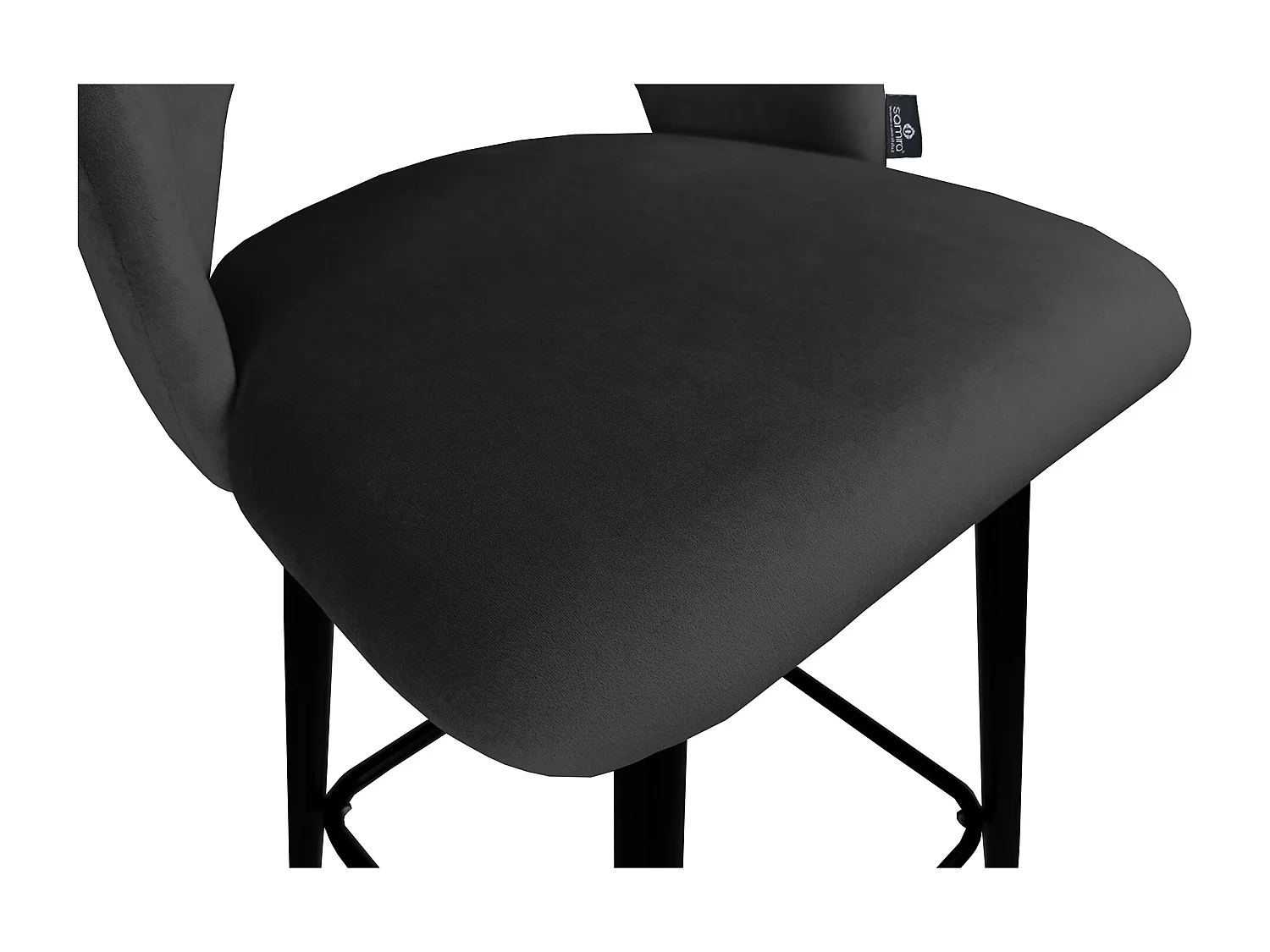 Sgabello cucina imbottito, sgabello alto in velluto nero mod. Zoe