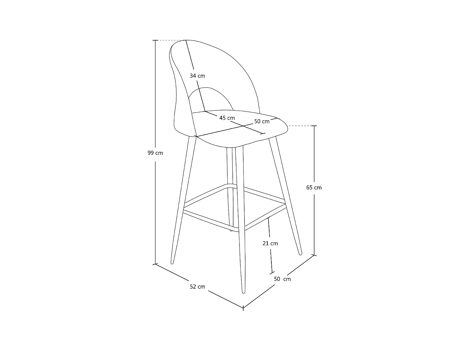 Sgabello cucina imbottito, sgabello alto in velluto tortora mod. Zoe
