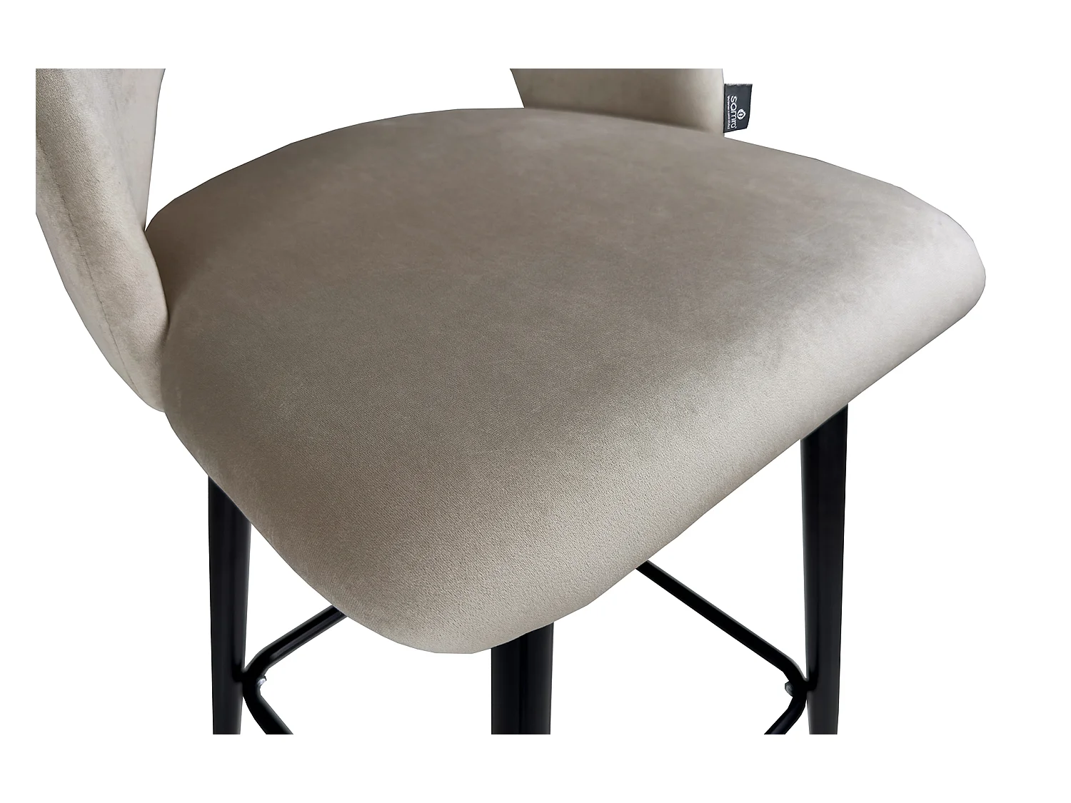 Sgabello cucina imbottito, sgabello alto in velluto tortora mod. Zoe