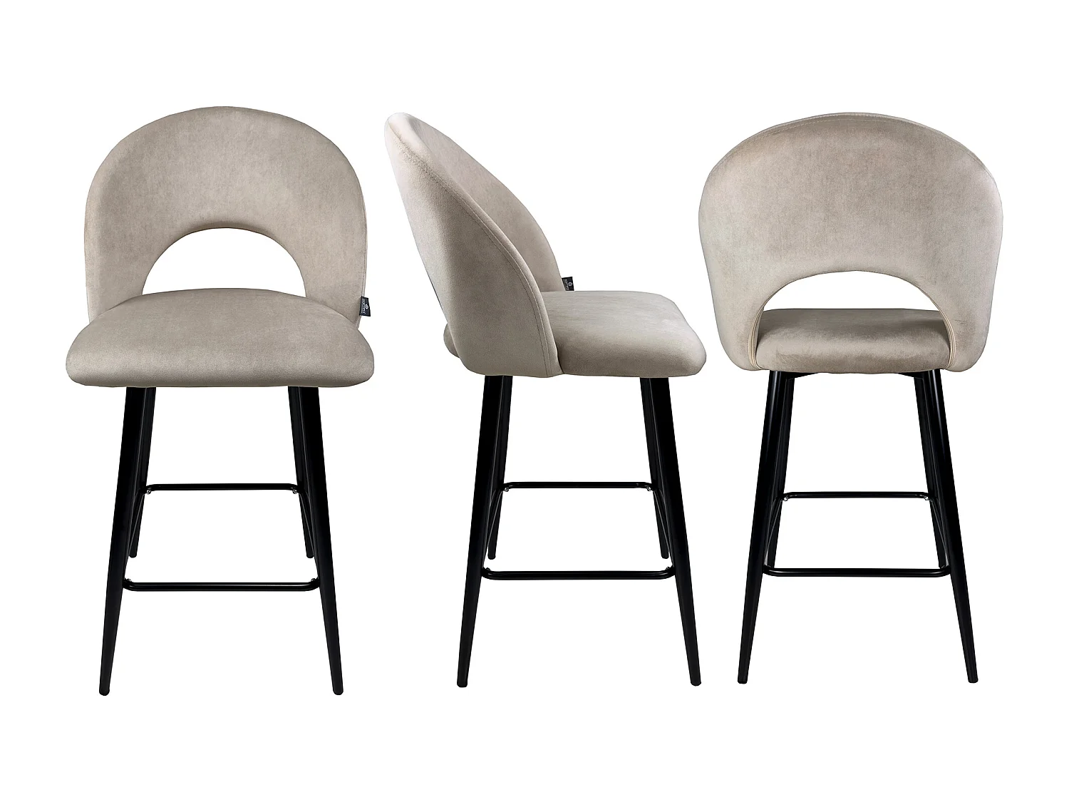 Sgabello cucina imbottito, sgabello alto in velluto tortora mod. Zoe