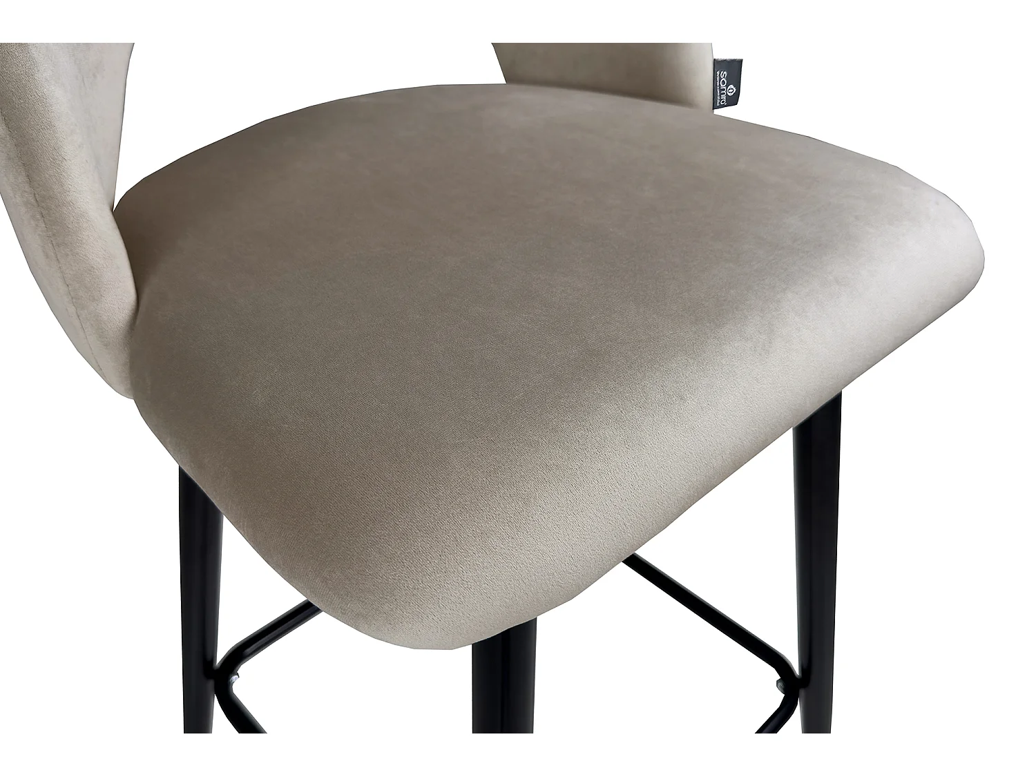 Sgabello cucina imbottito, sgabello alto in velluto tortora mod. Zoe