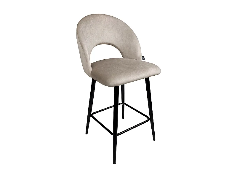 Sgabello cucina imbottito, sgabello alto in velluto tortora mod. Zoe