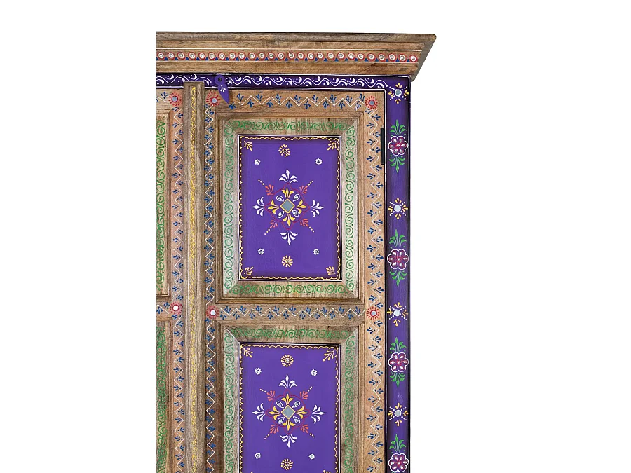 Armoire en bois de manguier et peinte à la main