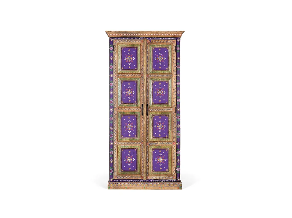 Armoire en bois de manguier 90 cm, style ethnique artisanal - 180 x 90 x 38