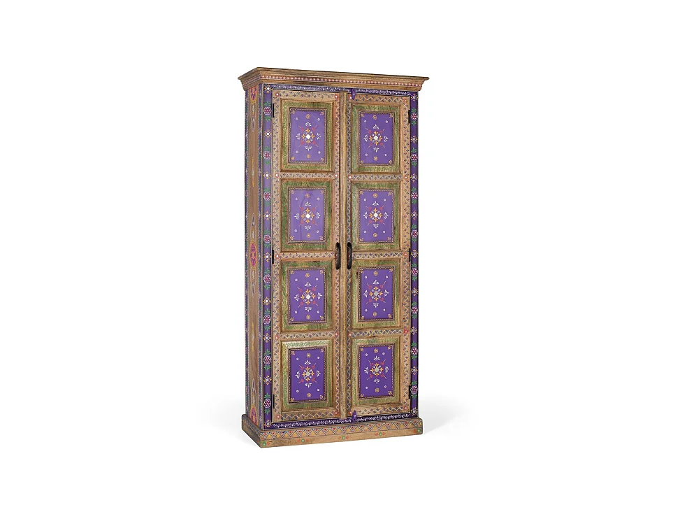 Armoire en bois de manguier 90 cm, style ethnique artisanal - 180 x 90 x 38