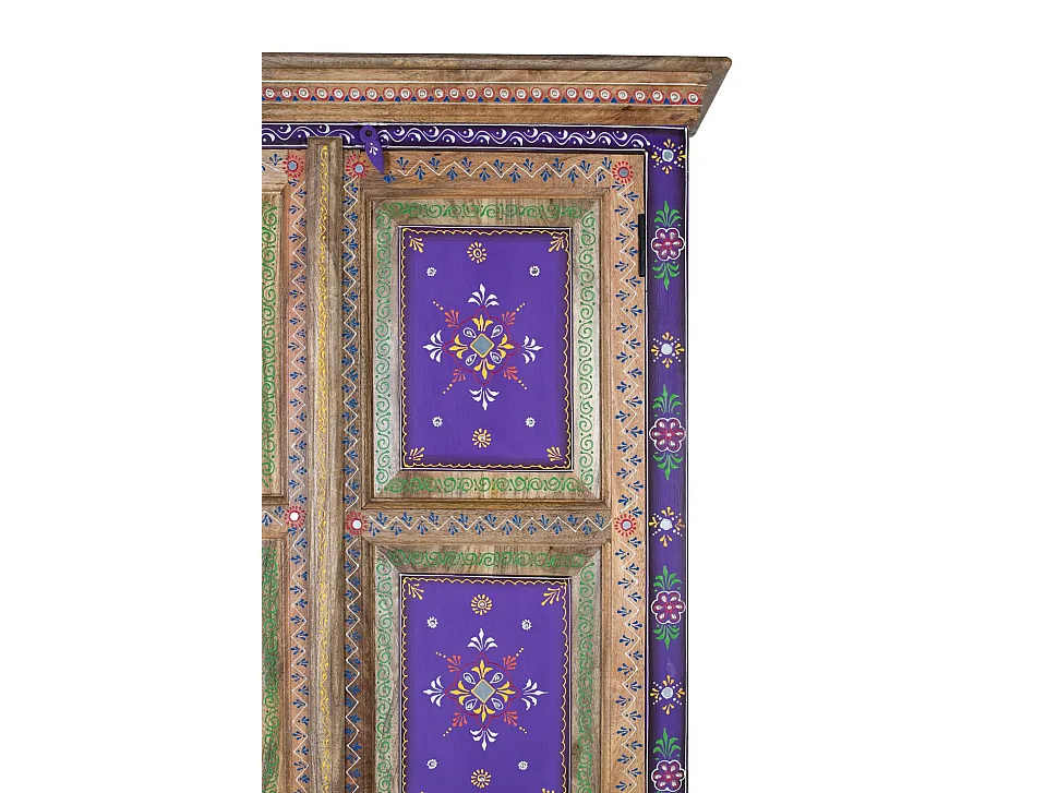 Armoire en bois de manguier 90 cm, style ethnique artisanal - 180 x 90 x 38
