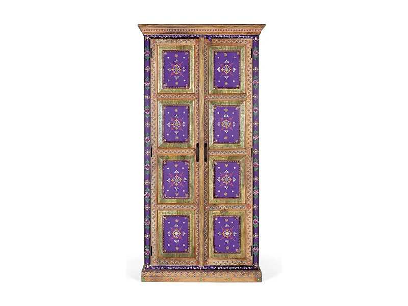 Armoire en bois de manguier et peinte à la main