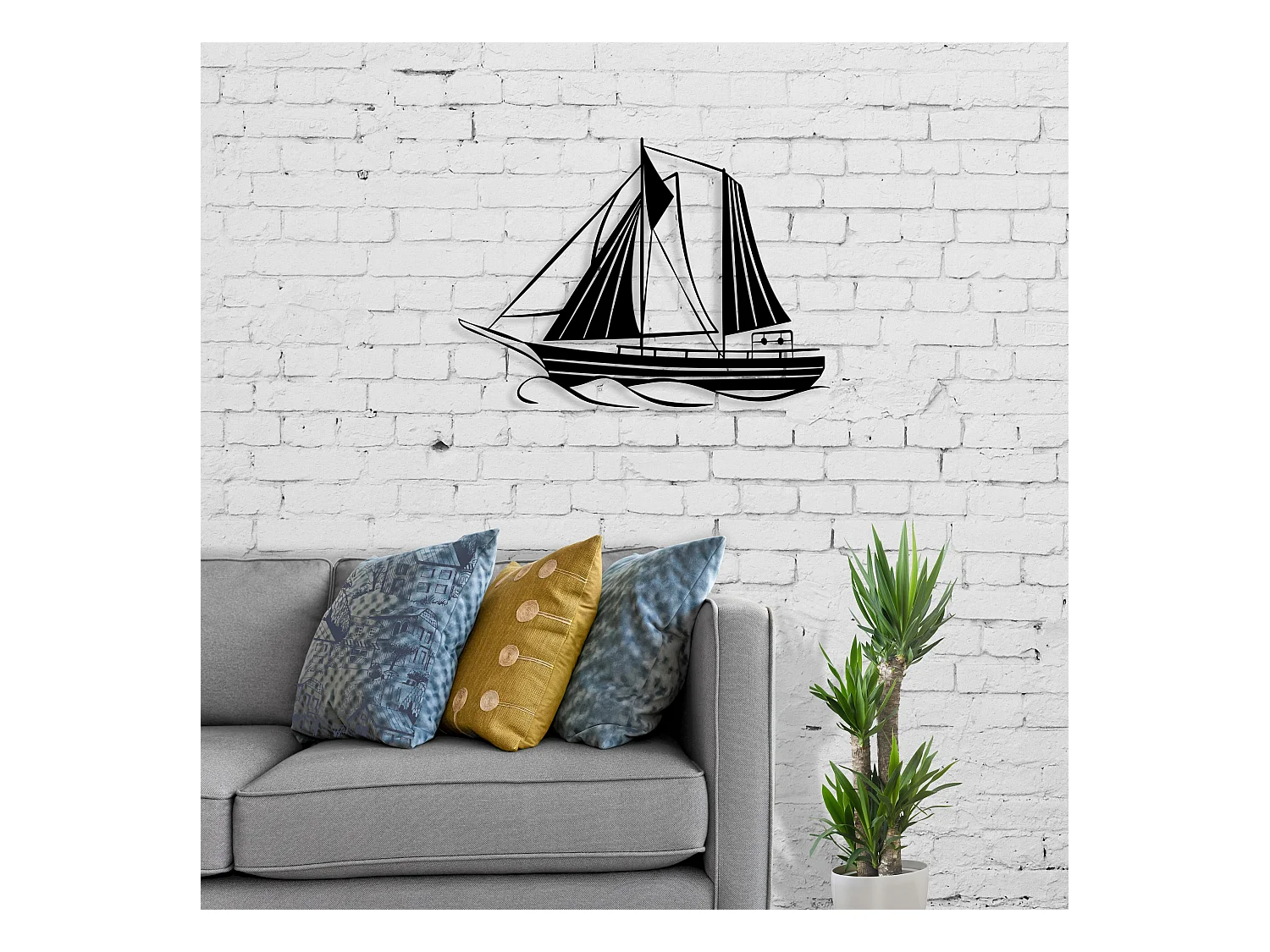 Decortie Noir 3x55x40cm Ornement métallique Art mural en métal