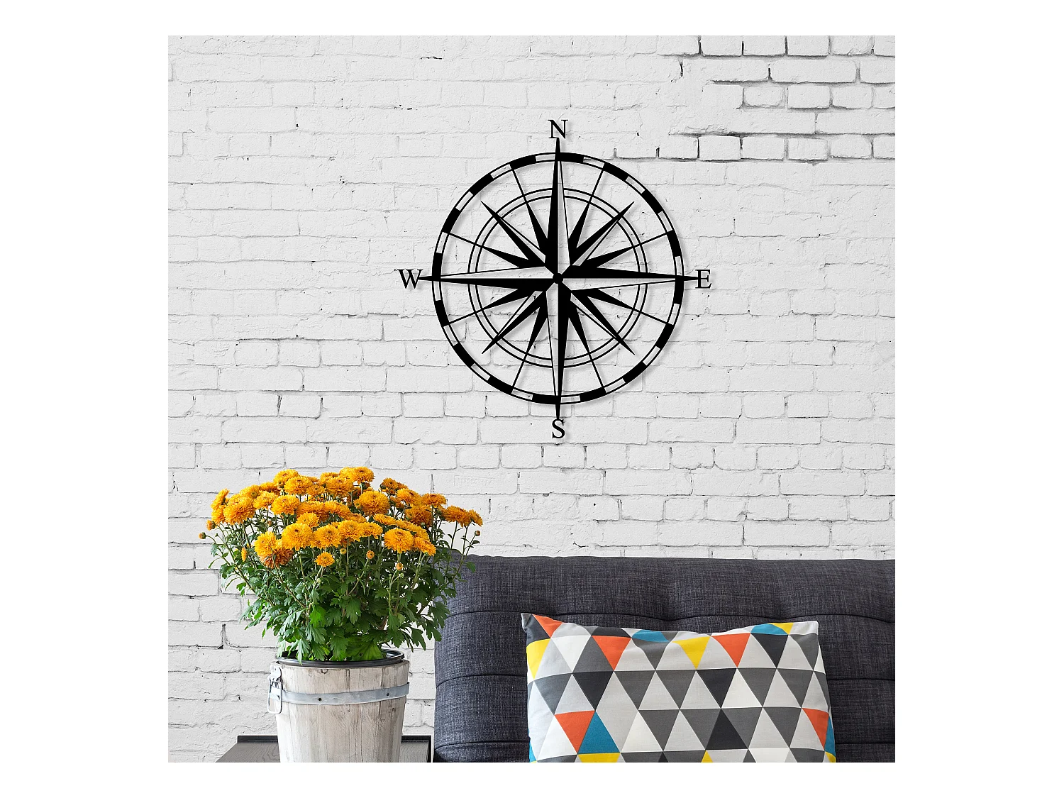 Decortie Noir 1.5x45x45cm Ornement métallique Art mural en métal