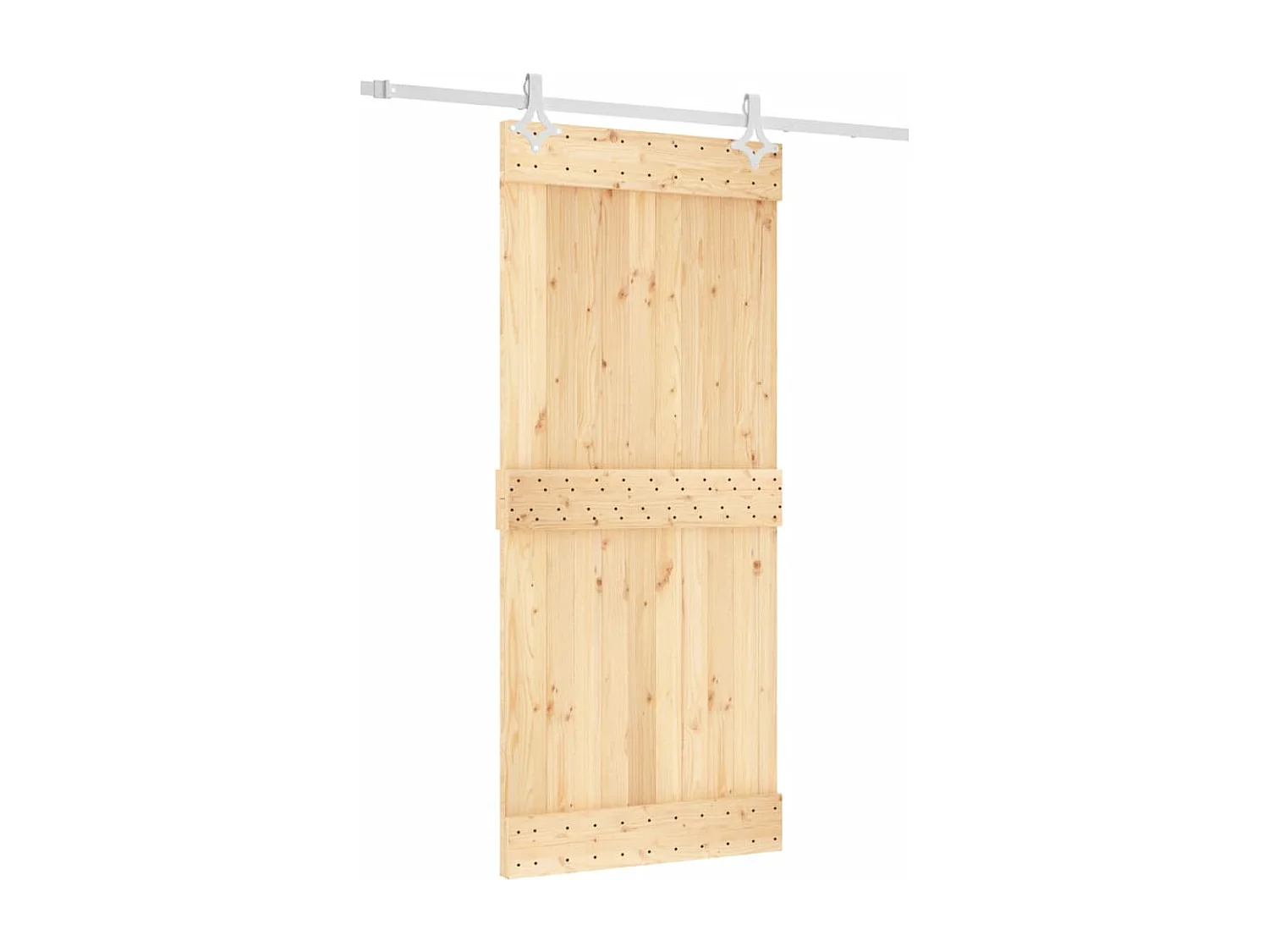 Porta Scorrevole con Set Hardware 90x210 cm Legno Massello Pino