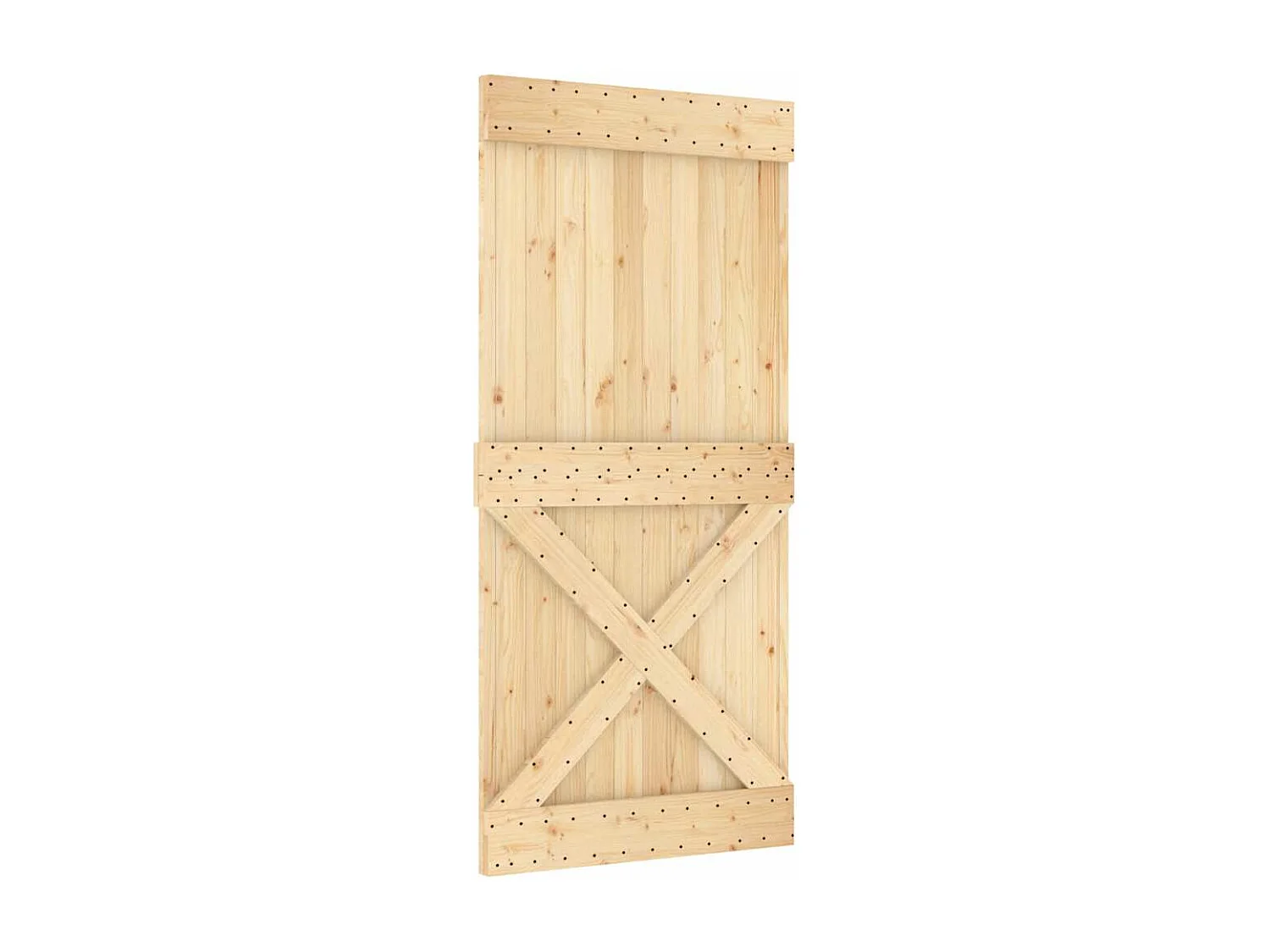 Porta Scorrevole con Set Hardware 95x210 cm Legno Massello Pino