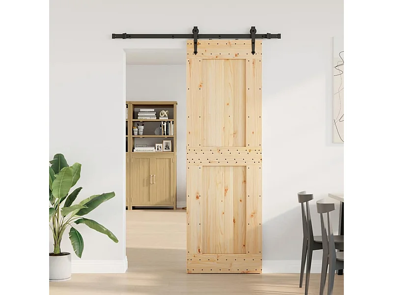 Puerta corredera con herrajes madera maciza de pino 70x210 cm