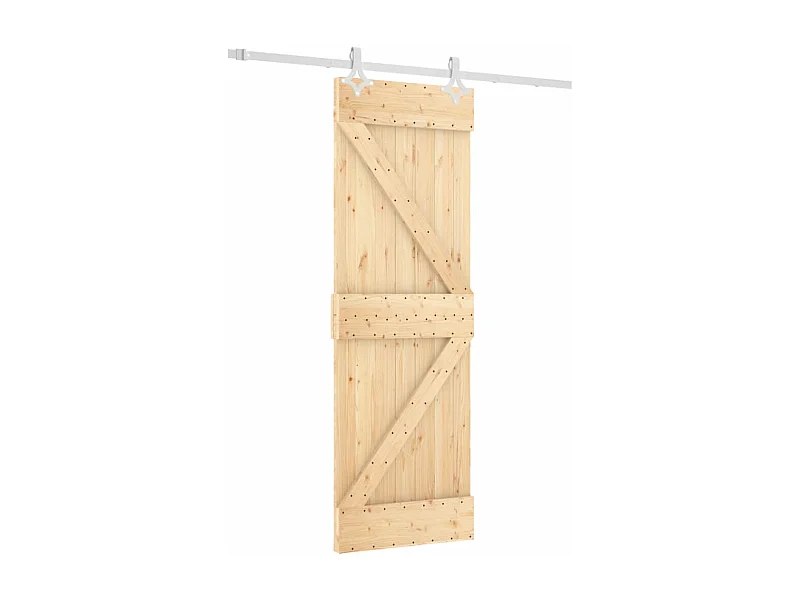 Porta Scorrevole con Set Hardware 70x210 cm Legno Massello Pino