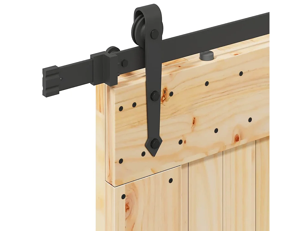 Porta Scorrevole con Set Hardware 90x210 cm Legno Massello Pino