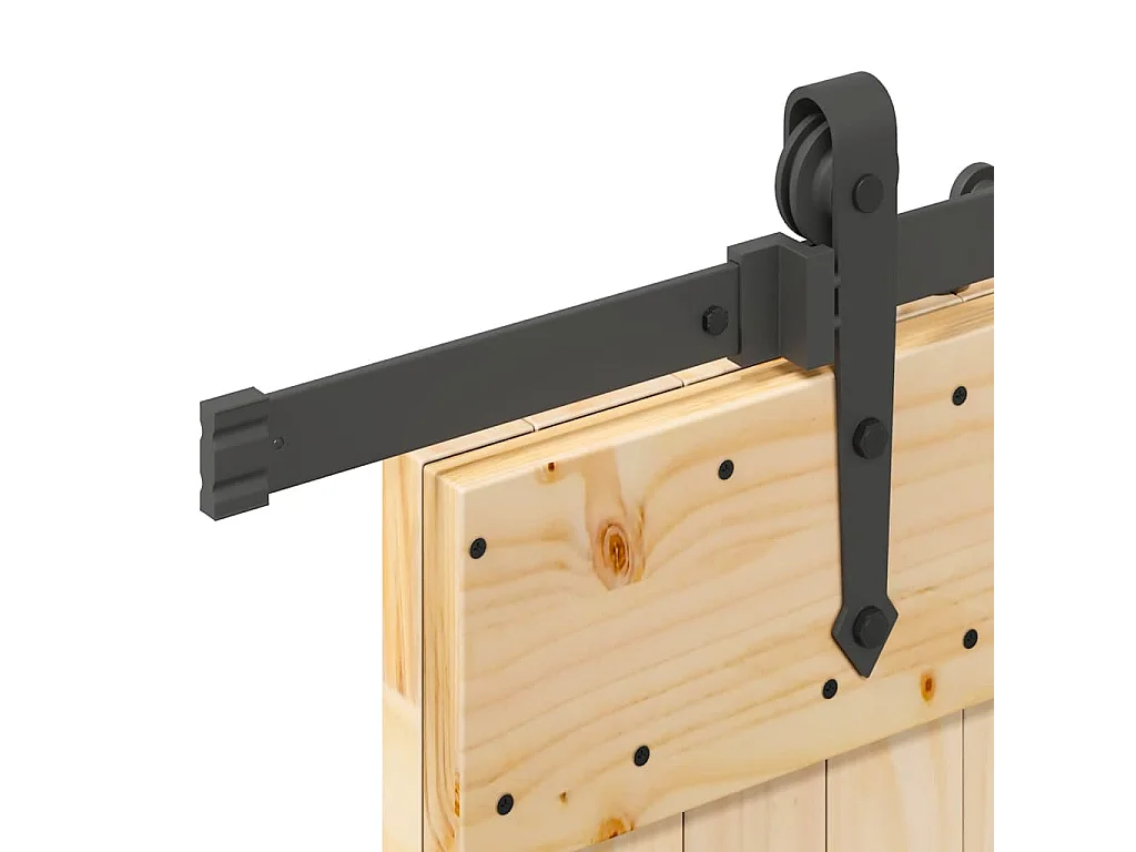 Porta Scorrevole con Set Hardware 90x210 cm Legno Massello Pino