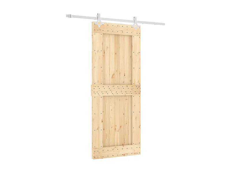 Porta de correr com ferragens 85x210 cm madeira de pinho maciça