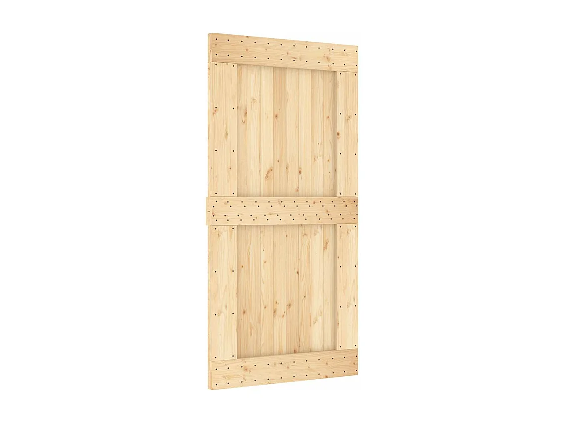 Porta de correr c/ ferragens 100x210 cm madeira de pinho maciça