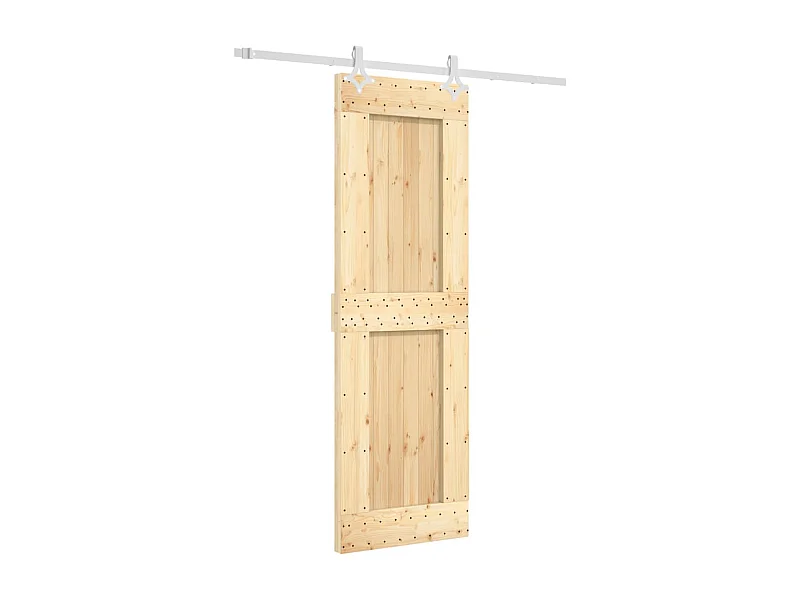 Porta de correr com ferragens 70x210 cm madeira de pinho maciça