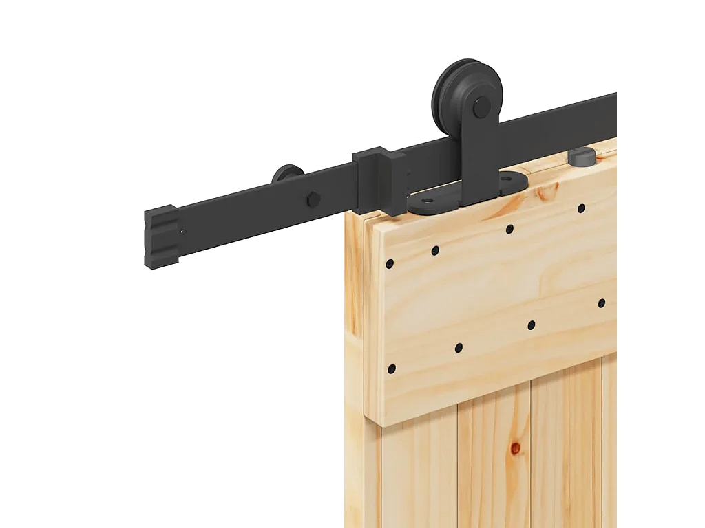 Porta Scorrevole con Set Hardware 90x210 cm Legno Massello Pino
