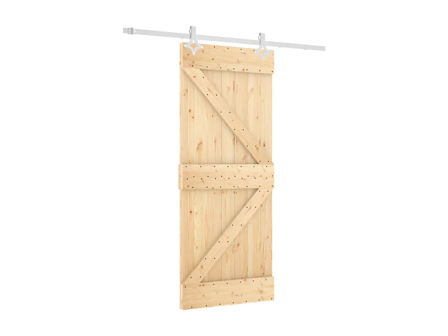 Porta de correr com ferragens 85x210 cm madeira de pinho maciça