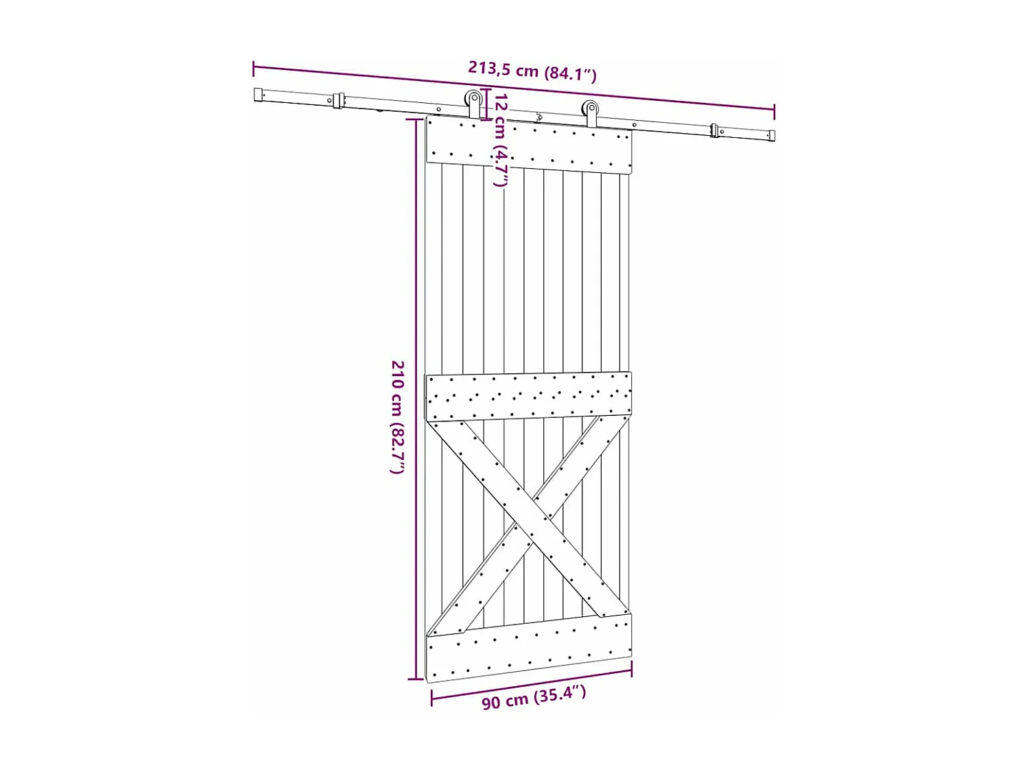 Porta de correr com ferragens 90x210 cm madeira de pinho maciça
