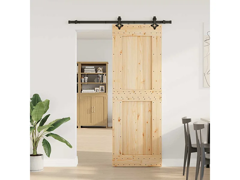 Puerta corredera con herrajes madera maciza de pino 80x210 cm