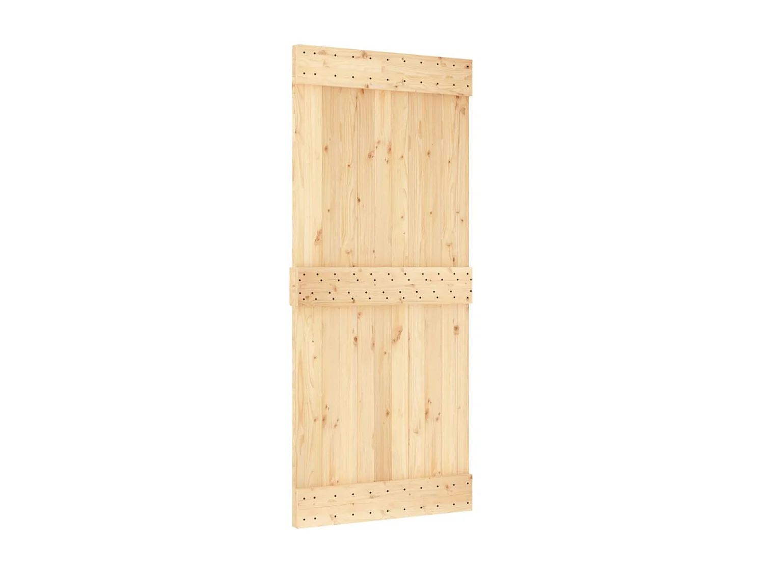 Porta Scorrevole con Set Hardware 90x210 cm Legno Massello Pino
