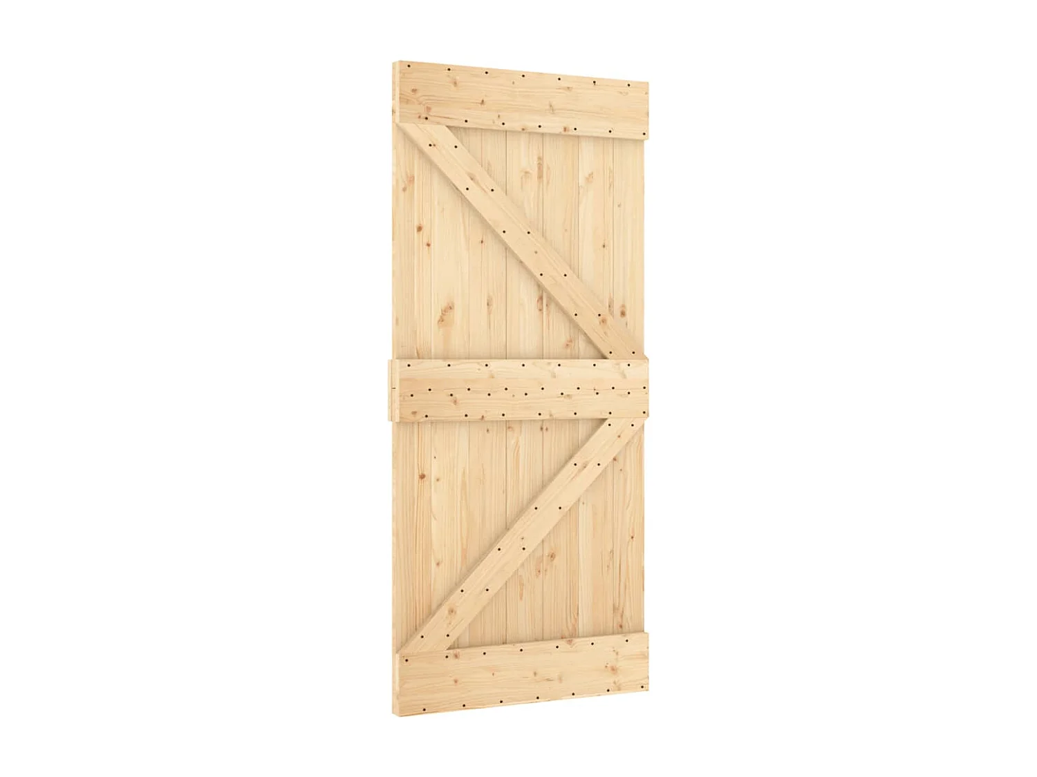 Porta Scorrevole con Set Hardware 90x210 cm Legno Massello Pino