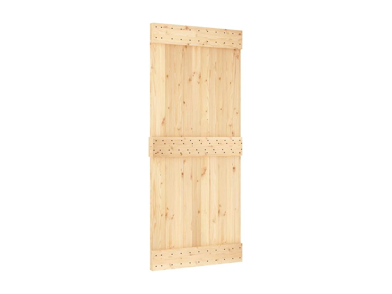 Porta Scorrevole con Set Hardware 90x210 cm Legno Massello Pino