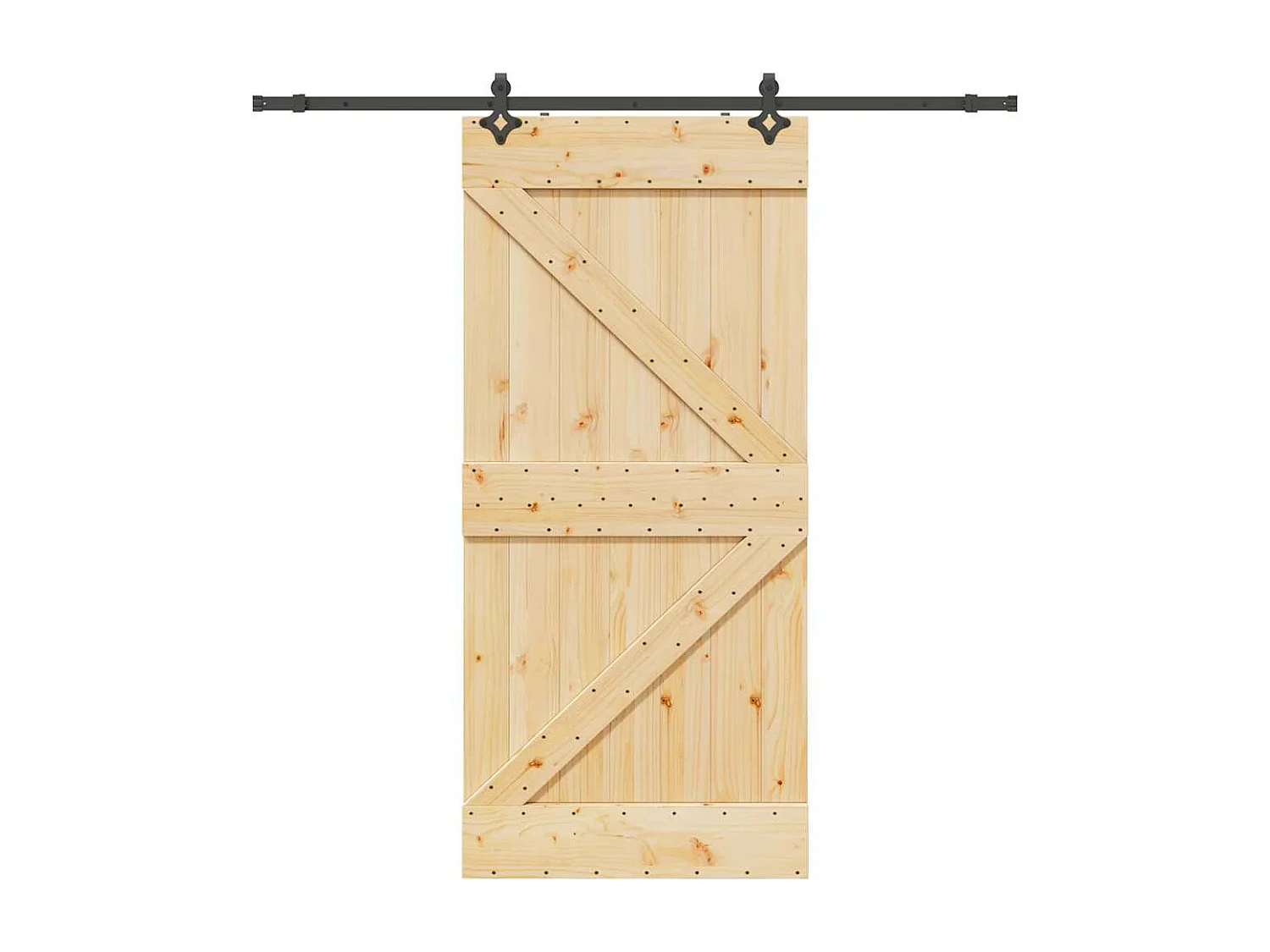 Porte coulissante et kit de quincaillerie 90x210 cm pin massif