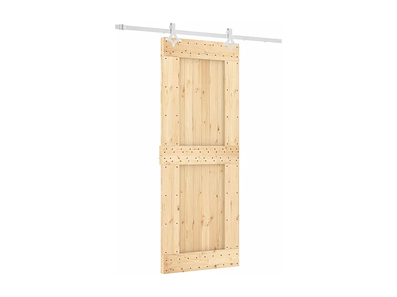 Porta de correr com ferragens 80x210 cm madeira de pinho maciça