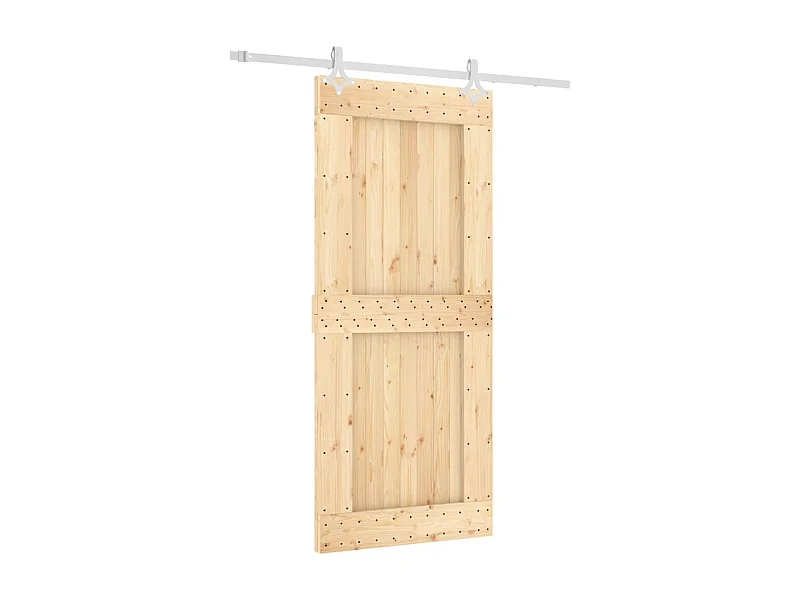 Porta Scorrevole con Set Hardware 90x210 cm Legno Massello Pino