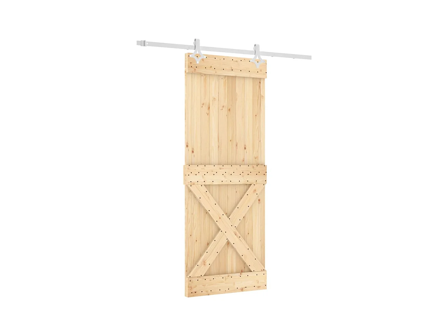 Porte coulissante et kit de quincaillerie 80x210 cm pin massif