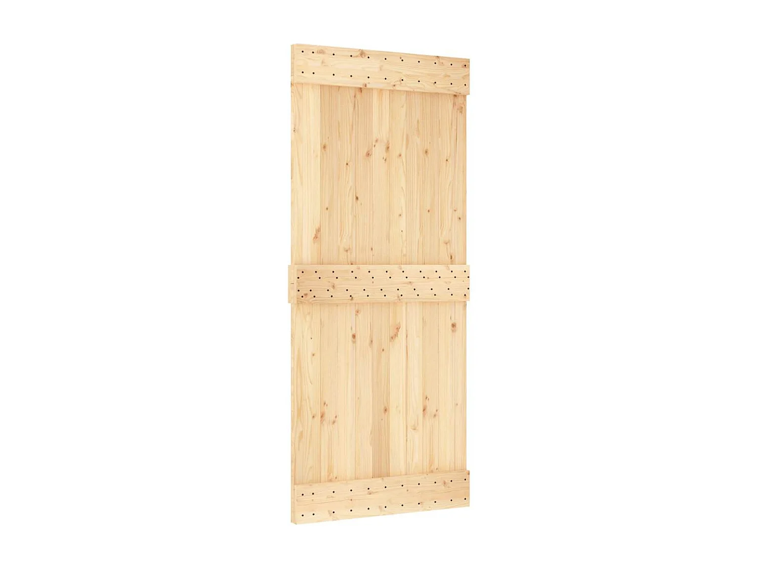 Porta Scorrevole con Set Hardware 90x210 cm Legno Massello Pino